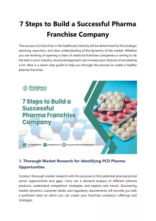 7 Steps to Build a Successful Pharma Franchise Company
