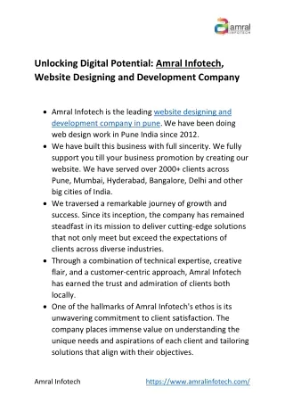 Amral Infotech: Unlocking digital potential through expert website solutions