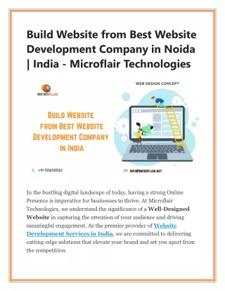 Build Website from Best Website Development Company in Noida|India - Microflair