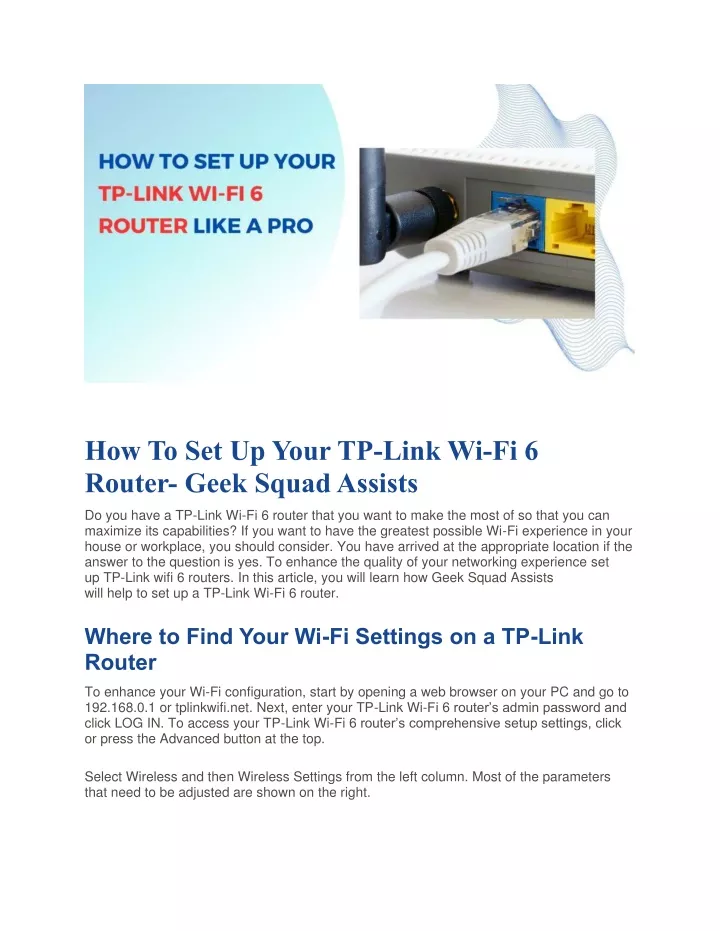 how to set up your tp link wi fi 6 router geek