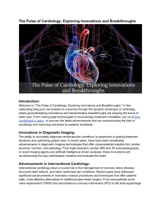 The Pulse of Cardiology_ Exploring Innovations and Breakthroughs