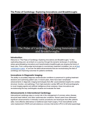 the pulse of cardiology exploring innovations