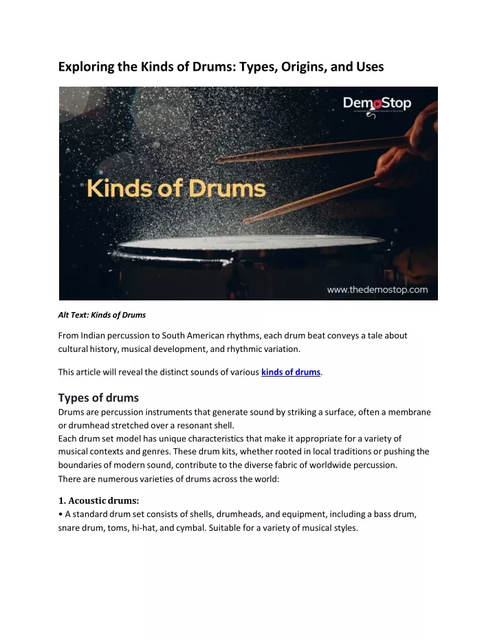 exploring the kinds of drums types origins