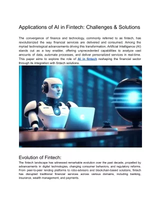 Exploring Challenges and Opportunities for AI in Fintech Financial Innovation