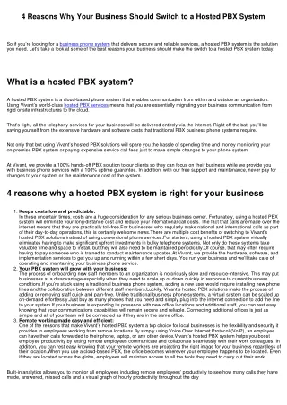 4 Reasons Why Your Business Should Switch to a Hosted PBX System