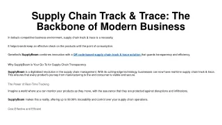 Supply Chain Track & Trace: The Backbone of Modern Business