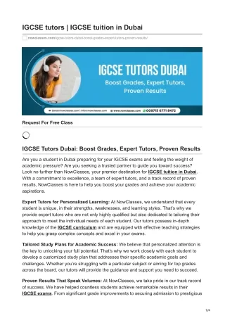 nowclasses.com-IGCSE tutors  IGCSE tuition in Dubai