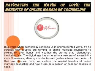 Online marriage counseling