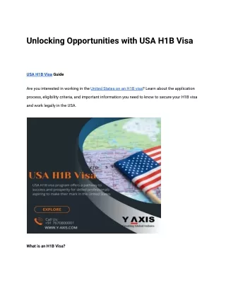 USA H1B Visa Guide