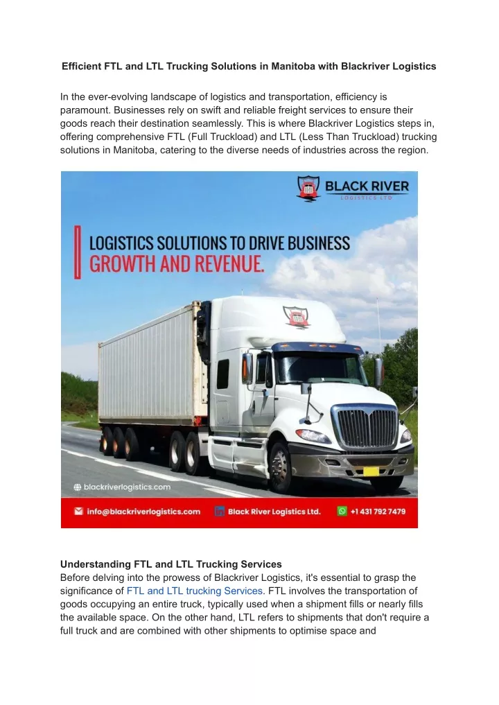 efficient ftl and ltl trucking solutions