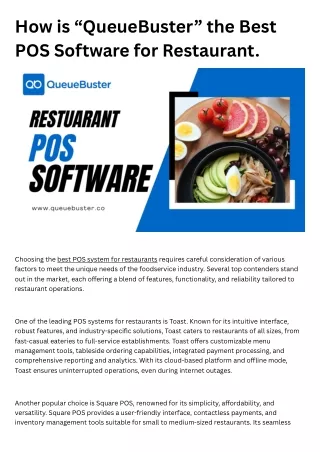 How is “QueueBuster” the Best POS Software for Restaurant. (1)