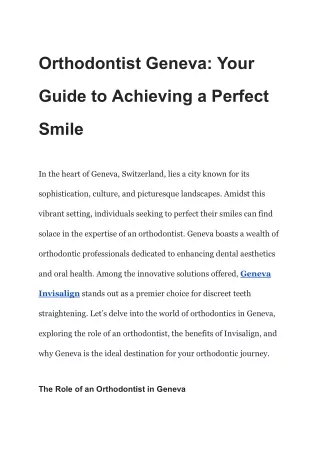 Orthodontist Geneva_ Your Guide to Achieving a Perfect Smile
