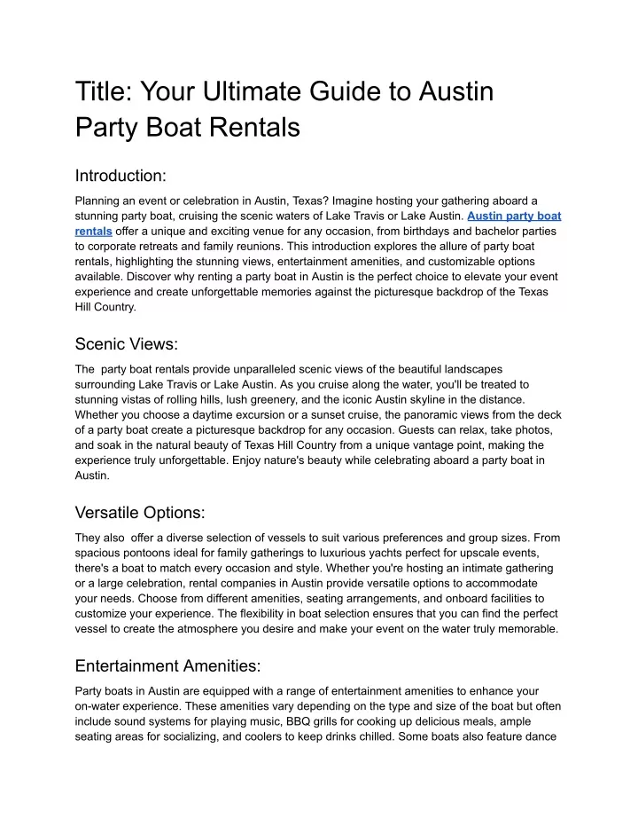 title your ultimate guide to austin party boat