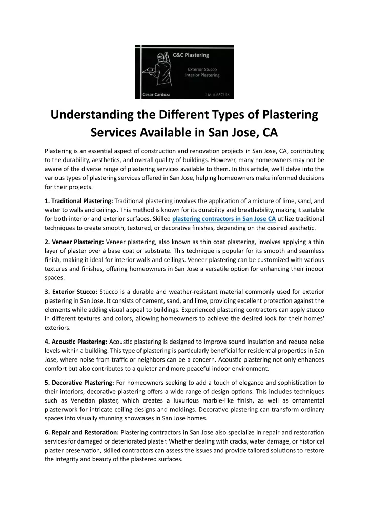 understanding the different types of plastering