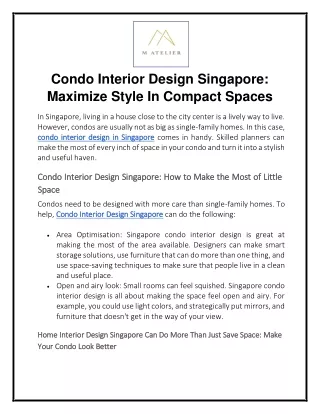 Condo Interior Design Singapore Maximize Style In Compact Spaces