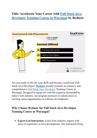 Best java Full Stack Developer Course Training in Warangal