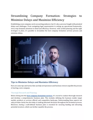 streamlining company formation strategies