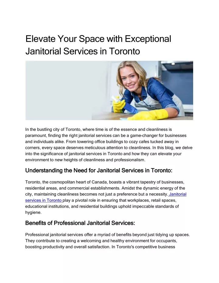 elevate your space with exceptional janitorial