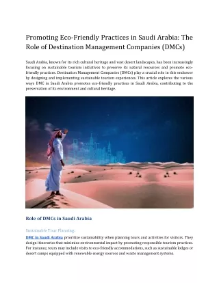 Promoting Eco-Friendly Practices in Saudi Arabia_ The Role of Destination Management Companies (DMCs)