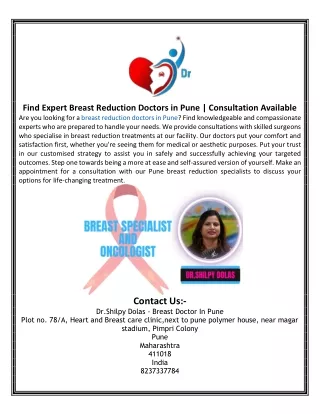 Find Expert Breast Reduction Doctors in Pune  Consultation Available