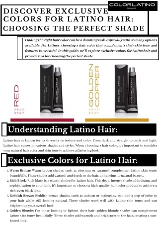 Discover Exclusive Colors for Latino Hair