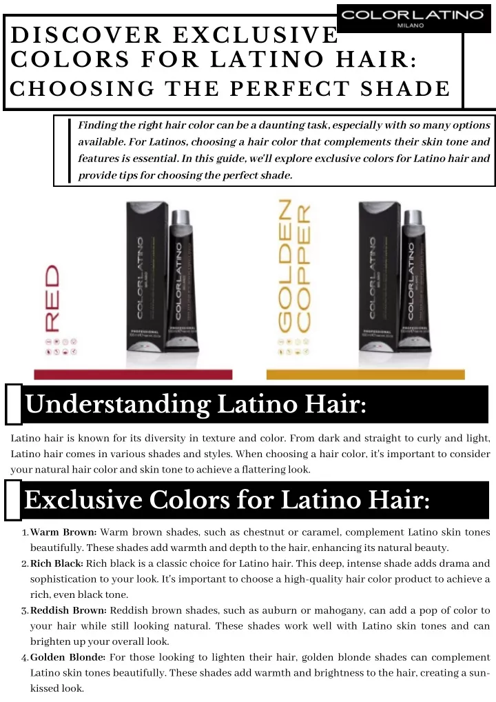 discover exclusive colors for latino hair