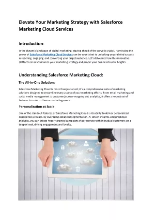 Elevate Your Marketing Strategy with Salesforce Marketing Cloud Services