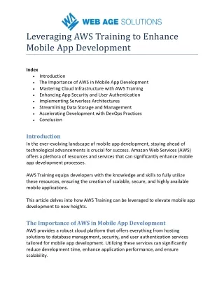 leveraging aws training to enhance mobile