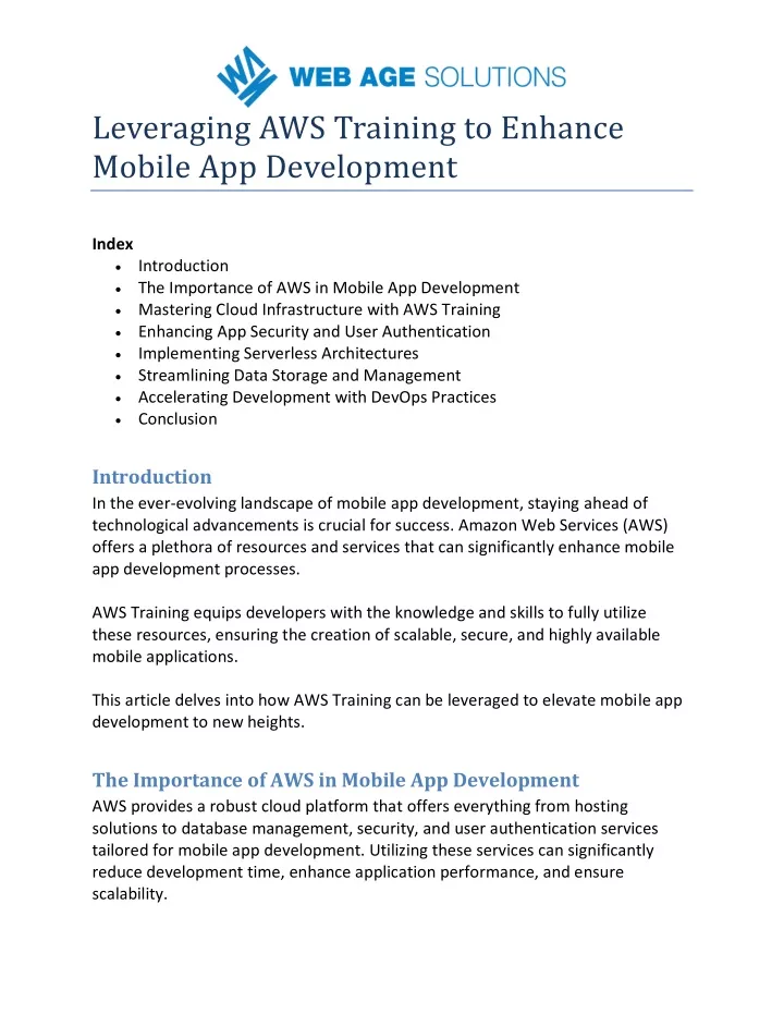leveraging aws training to enhance mobile