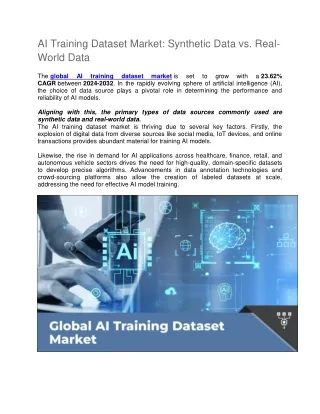 AI Training Dataset Market: Synthetic Data vs. Real-World Data