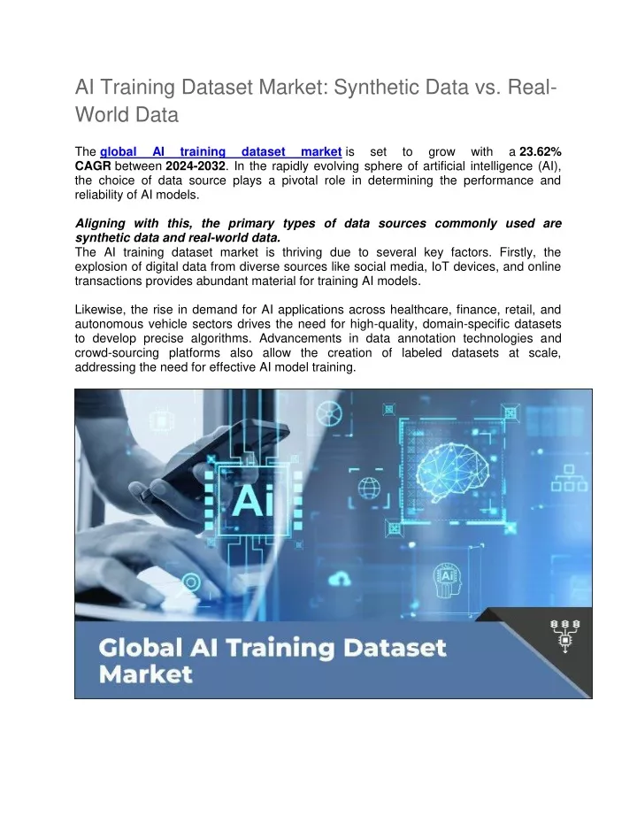 ai training dataset market synthetic data vs real