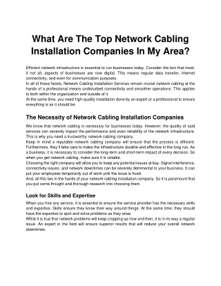 what are the top network cabling installation