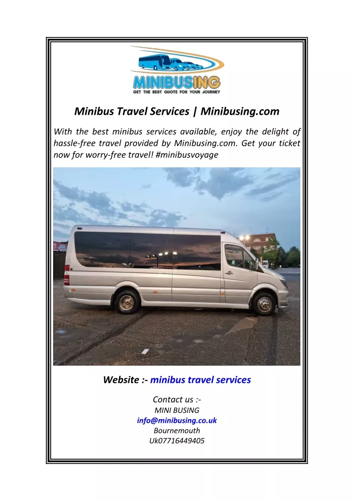 minibus travel services minibusing com