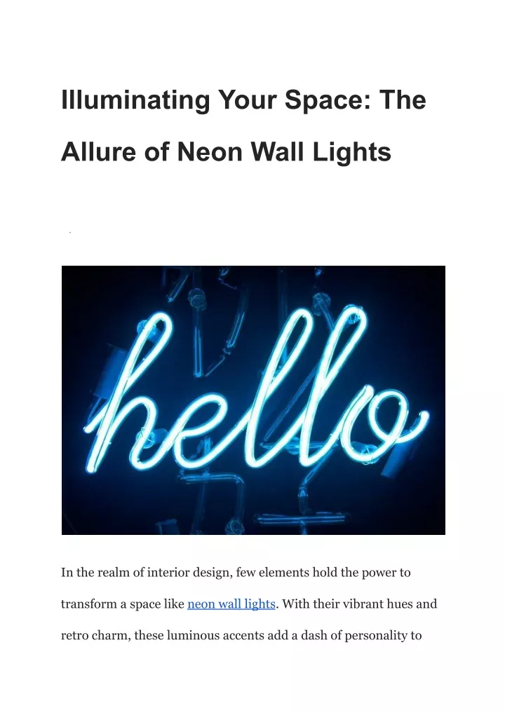 PPT - Illuminating Your Space_ The Allure of Neon Wall Lights 