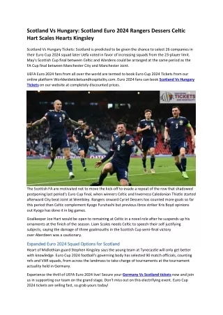 Scotland Vs Hungary Scotland Euro 2024 Rangers Dessers Celtic Hart Scales Hearts Kingsley
