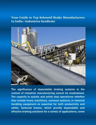 Your Guide to Top Solenoid Brake Manufacturers in India Industries Syndicate