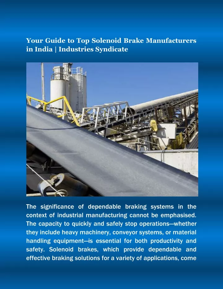 your guide to top solenoid brake manufacturers
