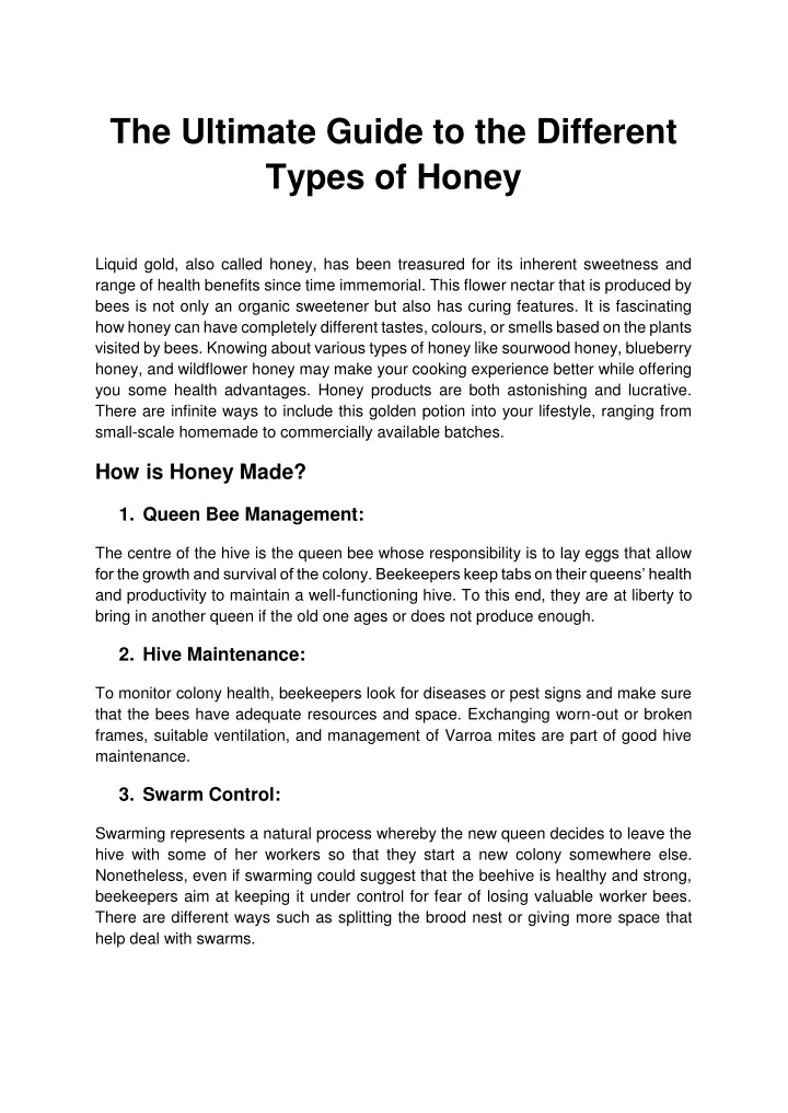 the ultimate guide to the different types of honey