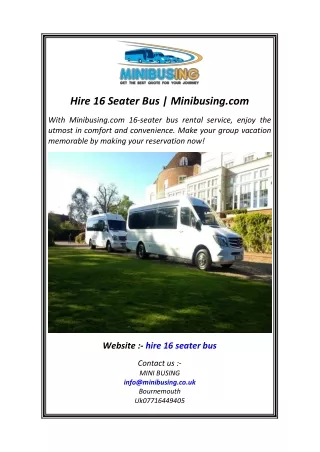 Hire 16 Seater Bus Minibusing.com