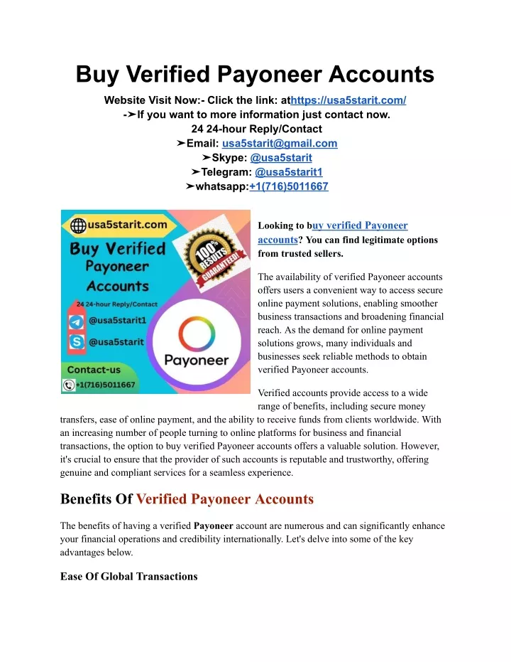 buy verified payoneer accounts