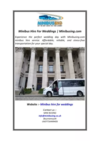 Minibus Hire For Weddings  Minibusing.com
