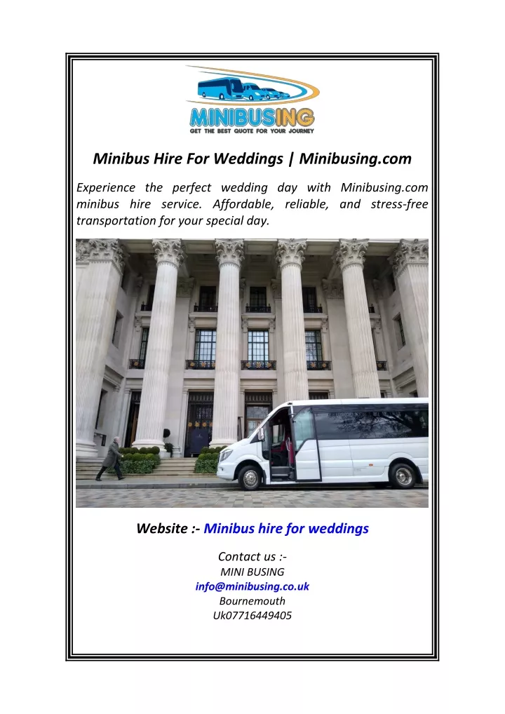 minibus hire for weddings minibusing com