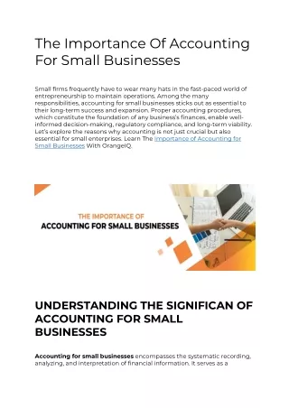 The Importance Of Accounting For Small Businesses