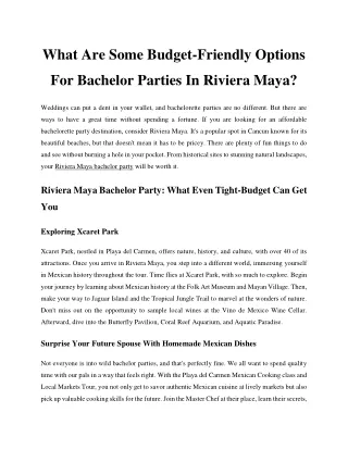 What Are Some Budget-Friendly Options For Bachelor Parties In Riviera Maya