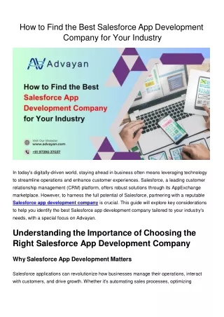 How to Find the Best Salesforce App Development Company for Your Industry