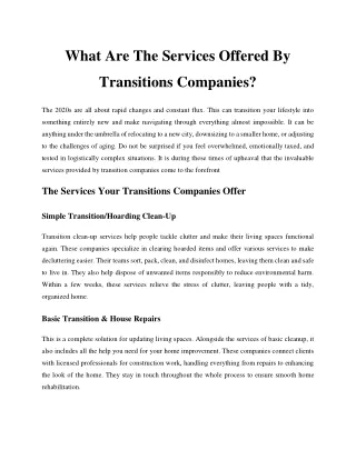 What Are The Services Offered By Transitions Companies