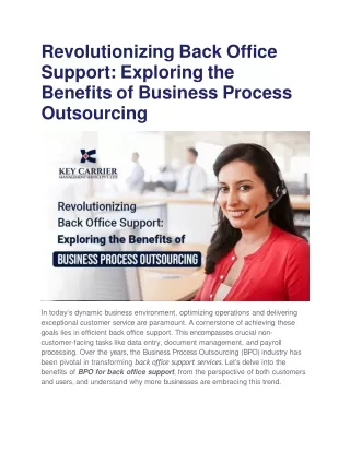 Revolutionizing Back Office Support Exploring the Benefits of BPO