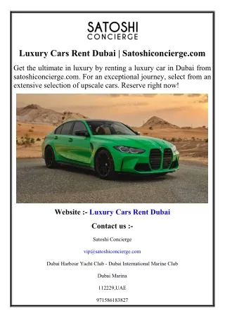 Luxury Cars Rent Dubai  Satoshiconcierge.com