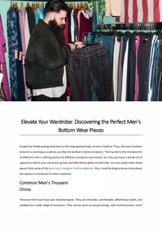 Elevate Your Wardrobe_Discovering the Perfect Men's Bottom Wear Pieces