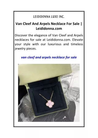 Van Cleef And Arpels Necklace For Sale  Leididonna.com